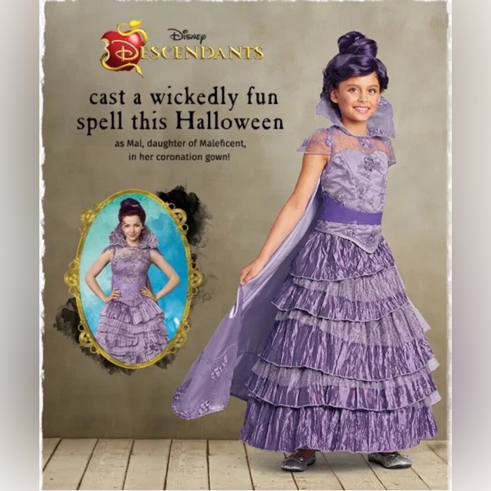 Disney Chasing Fireflies Descendents Mal Dress Girls Size 6 Halloween Costume